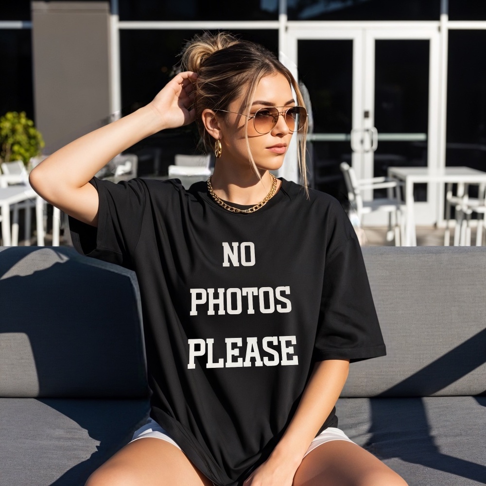 Funny T-shirt No photos please made to order S M L XL New Graphic tee